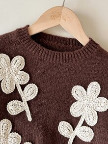 2026 春/秋新款 4-7 歲女童毛衣套裝，圓領針織上衣搭配 3D 蝴蝶結寬腿褲，2 件套，適合休閒外出、週末家庭聚會與學校活動 - 咖啡棕 - 查看 3