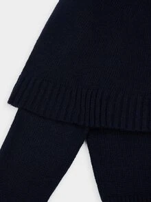 Sweetra Vintage Fashion Cape Shawl Style Colorblock Cardigan Women Autumn/Winter High-End Navy Blue Slimming Short Sweater - Navy Blue - View 7