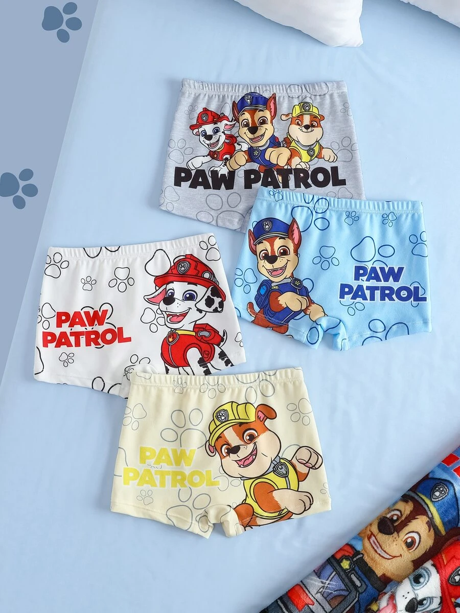 SHEIN | PAW Patrol Young Boy Letter Cartoon Print Casual Daily Boxer Briefs - Multicolor - View 1