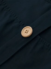 GlowEve 女款純色鈕扣設計寬腿寬鬆連身褲 - 藏蓝色 - 查看 5