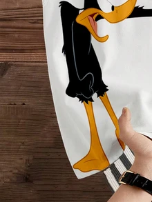 LOONEY TUNES X SHEIN Daypath 男士卡通印花圓領寬肩背心 - 彩色 - 查看 4