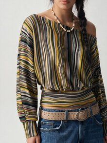 Bohemela 休閒條紋針織女款T恤 - 彩色 - 查看 5