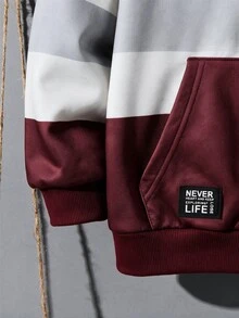 SHEIN 青少年男孩極簡街頭風字母印花拉鍊連帽衛衣，休閒舒適柔軟面料，灰色，秋冬校園返校穿搭 - 彩色 - 查看 4