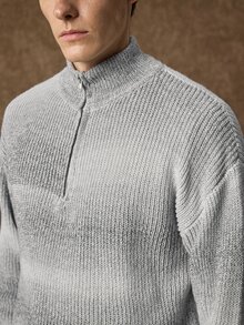 Manfinity CityGents 男士百搭日常長袖針織衫，Ins風，華麗派對，街頭成熟，寬鬆版型漸層漸變，秋季，正式，老錢風 - 灰色 - 查看 4