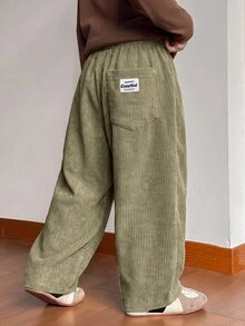 SHEIN Teen Boy Casual Everyday Long Pants - Army Green - View 3