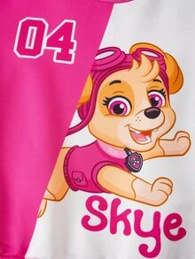 SHEIN | PAW Patrol 女童卡通印花長袖運動衫與慢跑褲套裝 - 彩色 - 查看 5