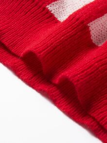 Manfinity Hypemode Men's Crew Neck Long Sleeve Graphic Detail Casual Sweater, For Fall Winter - Red - View 6
