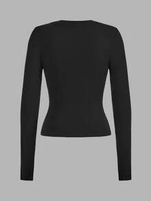 SHEIN EZwear 女款純色長袖休閒T恤（2件組） - 彩色 - 查看 4