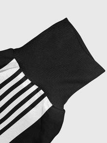 Franclia Women's Colorblock Casual Streetwear Daily Sweatshirt Gym Black And White Black Fall - Multicolor - View 3