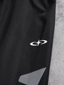 1pc Kids High Street Fashion Color Block Logo Print Straight Leg Pants, Novel Fashion, Comfortable Fabric, Versatile & Practical, New Arrival, Suitable For All Seasons, Daily Wear, Sports, School And Other Occasions, Tween Boys Pants - Black - View 5