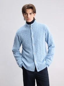 RONVEXI Men's Fashion Ribbed Button Long Sleeve Knit Cardigan - Multicolor - View 5