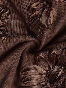 EastFlair Women's French Style Long Sleeve Embroidered Dress For Vacation - Mocha Brown - View 4