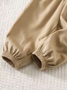 SHEIN 2件組 嬰兒男童女童卡通大象圖案連帽長袖外套 秋冬夾克彈性腰長褲 - 彩色 - 查看 5