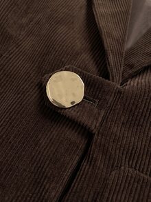 GlowEve CURVE Plus Size Casual Single-Breasted Notched Lapel Blazer Jacket, Autumn - Brown - View 5