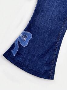 SHEIN Baby Girl Knitted Special Effect Printed Pattern Fitted Flare Bottoms - Multicolor - View 5