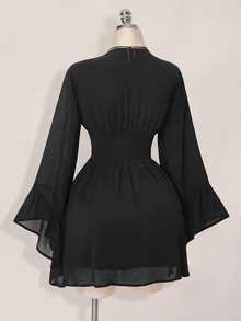 SHEIN ICON 女款度假風抓皺洋裝 - 深灰色 - 查看 6