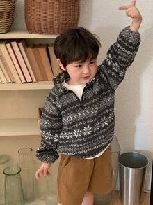 Dazy Kids Infant (Boy) Soft Fleece Long Sleeve Sweatshirt, Autumn/Winter - Grey - View 9