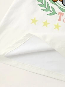 TOM & JERRY X SHEIN Plus Size Letter Cartoon Print Casual Daily Short Sleeve T-Shirt - White - View 5