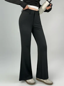 DAZY Women's Solid Color Casual Versatile Daily Wear Tight Fit Sports Leggings - Black - View 1