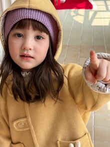 Dazy Kids Infant (Girl) Hooded Fleece-Like Korean Style Long Sleeve Autumn/Winter Woolen - Yellow - View 7