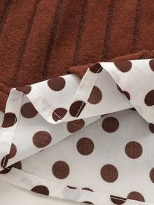 SHEIN 女嬰針織純色拼接梭織荷葉領休閒洋裝 - 彩色 - 查看 4