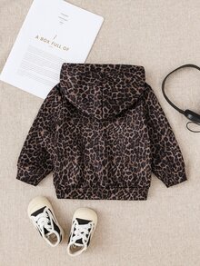 Cozy Pixies 女嬰豹紋休閒百搭日常穿著連帽衛衣 - 彩色 - 查看 2
