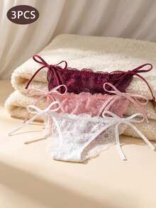Snug Zone 女款蕾絲性感日常三角內褲 3件/包 - 彩色 - 查看 3