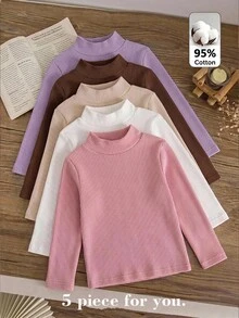 SHEIN 5PCS Young Girls T-Shirts - Multicolor - View 2