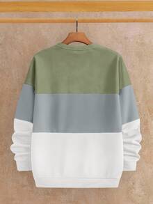 HIMLAND Men's Colorblock Casual Daily Long Sleeve Sweatshirt - Multicolor - View 2