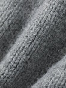 FRIFUL Women's Autumn/Winter Geometric Pattern Zipper Front Hooded Knit Vest - Grey - View 9