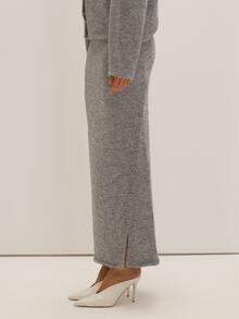 MUSEYN Grey Knit Asymmetric Button Maxi Skirt Versatile Everyday Casual Chic Date Night New Season Fall Cosy - Grey - View 3