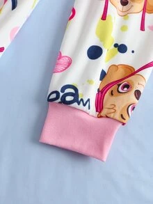SHEIN | PAW Patrol 女童心形印花短袖上衣與長褲居家服套裝 PAW Patrol - 淺粉色 - 查看 6