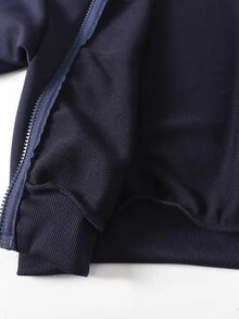 SHEIN 青少年女孩秋冬時尚休閒連帽衛衣與長褲套裝 - 藏蓝色 - 查看 7