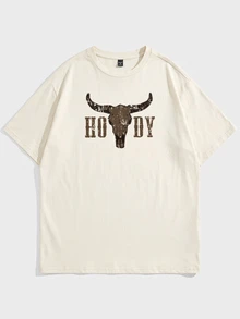 Sorvial Stickad enfärgad herr T-shirt i plus size med rund hals och kort ärm - Aprikos - Visa 3