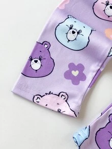 SHEIN X Care Bears 女童休閒圓領長袖運動衫與內搭褲2件套，適合秋冬穿著 - 彩色 - 查看 6