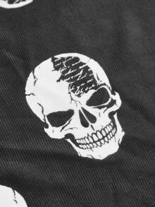 ROMWE Grunge Punk Gothic Black & White Skull Print Square Scarf Cross Halter Sexy Backless Tie Strap Tank Top For Women - Black - View 3