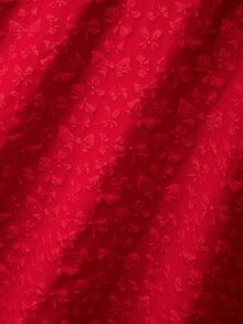 GlowEve CURVE Plus Size Elegant Red New Year Bow Print Woven Jacquard Skirt - Red - View 6