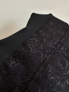 Aloruh Women's Sexy Jacquard Waist-Cinching Frog Button Blouse - Black - View 3