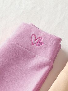 [Randomly 2 Sets]Girls' Autumn/Winter New Thick Fleece-Like Exquisite Bow Heart Embroidery Minimalist Comfortable Casual Knit Leggings, Skin-Tight - Multicolor - View 6