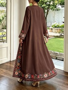 SHEIN Najma Women's Floral Print Casual Gathering & Travel Abaya - Multicolor - View 2