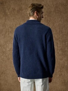 Manfinity CityGents Men's Solid Color Casual Versatile Daily Wear Long Sleeve Sweater - Royal Blue - View 2