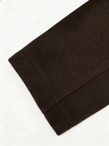 SHEIN Women's Autumn/Winter Single Piece Wool Solid Color No Pattern Stand Collar Waist-Cinching Single-Breasted Mid-Length City Street Minimalist Coat - Coffee Brown - View 8