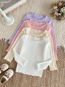 LMoss Kids Young Girl 4件組女童長版針織休閒T恤套裝，秋季女童服飾，適合日常休閒穿著與街頭風格 - 淺粉色 - 查看 3