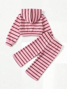 LMoss Kids 女嬰騎士圖案條紋長袖上衣與長褲休閒日常套裝 - 彩色 - 查看 2