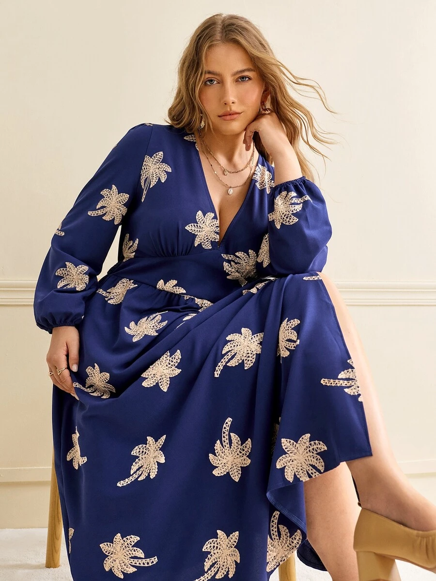 Écloséra Curve Damklänning i plus size, fransk vintage med broderi, för bröllöpsgäst - Multifärgad - Visa 1