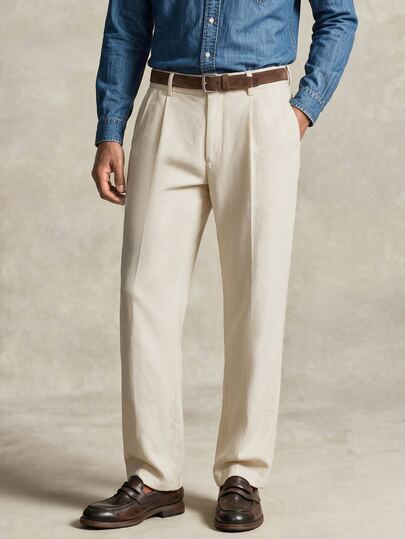 Lornavo Men's Casual Pleated Pants With Pockets For Office And Business