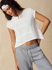 VARSIVA Women's Polka Dot Casual Daily Wear Sports T-Shirt - Black and White - View 6