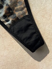 Bare Chapter 5pcs Leopard Print Lace Trim Women's Panty Set, Soft And Comfortable Fabric, Suitable For Daily Wear And All Seasons, Fashionable And Sexy Leopard Design, Perfect For Dates And Parties - Multicolor - View 5