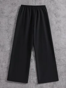 1pc Kids High Street Fashion Color Block Logo Print Straight Leg Pants, Novel Fashion, Comfortable Fabric, Versatile & Practical, New Arrival, Suitable For All Seasons, Daily Wear, Sports, School And Other Occasions, Tween Boys Pants - Black - View 2