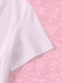 THE POWERPUFF GIRLS X SHEIN Áo thun nữ size lớn cổ tròn tay ngắn in chữ và hoạt hình phong cách thường ngày - trắng - Xem 4